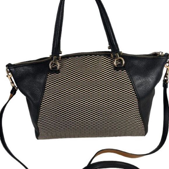 COACH Legacy Jacguard PRAIRIE SATCHEL TOTE 29848 Leather Black Crossbody Purse - Picture 4 of 16